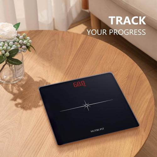 NUTRI FIT Digital Scale for Body Weight, Precision Bathroom Weighing Scale Step-On Technology High Capacity - 330 lb, LED Display with High Precision Measurements, Black