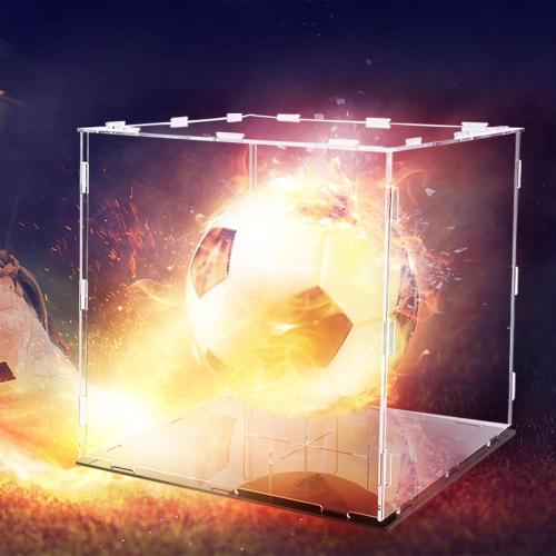 GENMOUS Clear Acrylic Basketball Display Cases UV Protected for Boys Room Decor, Large Display Holder Stand for Autographed Basketball, Memorabilia Display Box for Lego Minifigures, Dolls, Car Models
