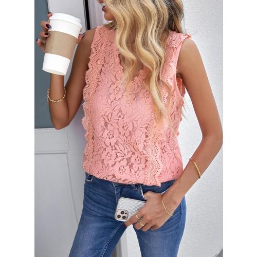 Size S Melliflo Womens Guipure Lace Crochet V Neck Tank Top 2024 New Fshion Casual Summer Tops