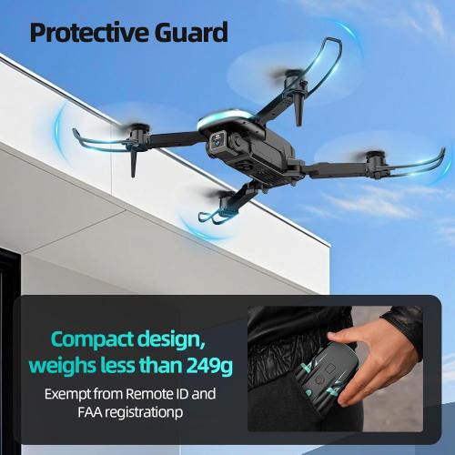 Drone with Camera  HD, FPV Foldable Mini Drone for Beginners Kids Boys Girls, with 2 recharging Batteries, Carrying Case, One Key Start, Stable Hover, Trajectory Flight, Toys Gifts (Black)