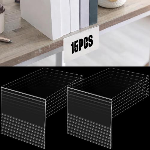 Containlol 15 Pcs Moveable Shelf Label Holder for Library, 5.1 x 3.2 Inch