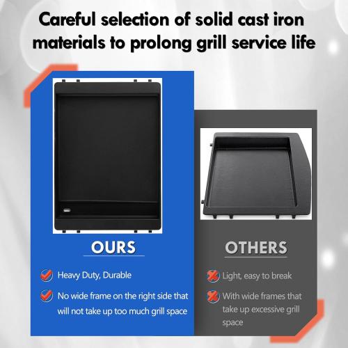 BLACK 7599 Griddle Replacement Parts for Weber Genesis II Griddle ii E-310 ii E-315 ii E-330 ii E-335 Insert ii E-325 ii S-310 ii E-610 Cast Iron Genesis 2 300 600 Flattop Griddle Pan Accessories
