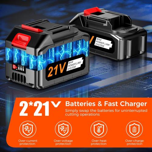 Battery Powered Chainsaw 16 inch,Electric Cordless Chainsaw with 2 Batteries and Charger.Brushless Chain Saw with 12-inch Replacement Guide Bar and Chain.Perfect for Tree Trimming and Wood Cutting