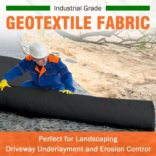 6oz 4FTx50FT Non Woven Geotextile Fabric for French Drains, Landscaping, Underlayment, Weed Control, Construction, Erosion Control