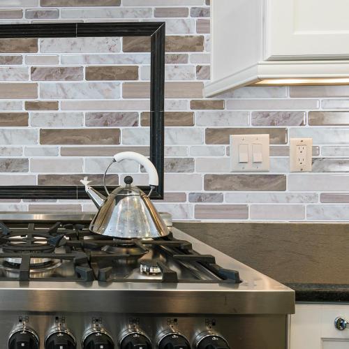 WOWSTAR 10-Sheet Peel and Stick Tiles, Marble Look Kitchen Backsplash Tiles, 12x12 Multi