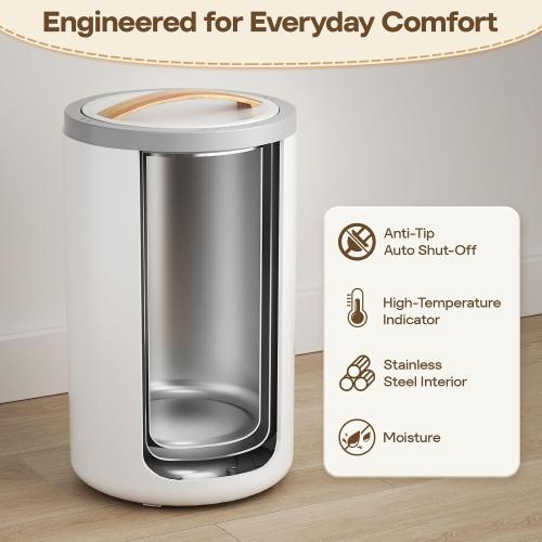 20L Luxury Towel Warmer for Bathroom, Dual Heat, 30/60/90 Min Presets, Stainless Steel Interior, Tip-Over Auto Shut-Off, Includes 12 Fragrance Discs, Perfect Spa Gift for Home