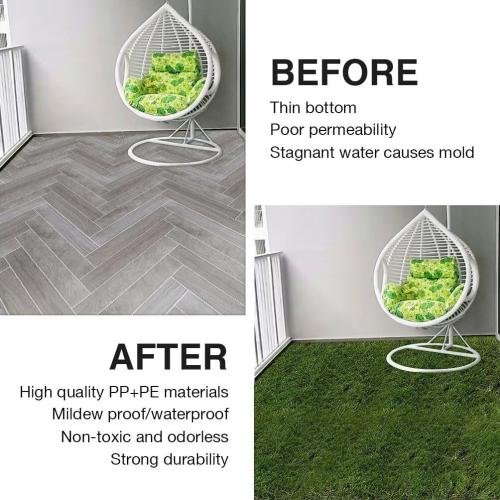 XLX TURF Artificial Grass Turf Tiles Interlocking Set 36 Pieces, Square Fake Grass Tiles Self-draining for Pet Indoor/Outdoor Flooring Decor, 12x12, 8 Buckle Systerm