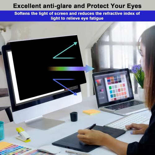 Hanging Computer Privacy Screen Protector for 23, 23.6, 23.8, 24 Inches for 16:9 Widescreen Monitor, Blue Light Blocking Screen Protector Computer Privacy Screen Filter Panel for Desktop Computer