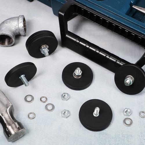 Pack of 10 Rubber Coated M6 Male Neodymium Magnet Base Anti Scratch and M6 Male Thread Rubber Coating Magnets with Bolts and Nuts Lighting Camera Tools(10 Packs)