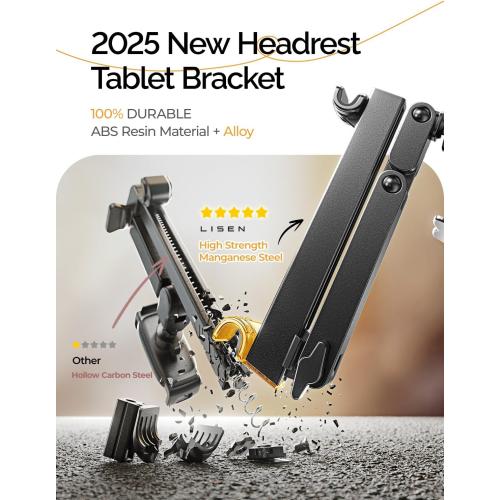 LISEN Car Headrest Tablet Holder - [3 in 1 Extension Arm] Adjustable Tablet Car Mount for Back Seat (4.7-11.9)