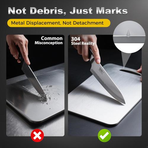 SILVER URMONA 3 PCS 304 Stainless Steel Cutting Board For Kitchen, Non-Staining&Odor-Free, Burr-Free Edges, Dishwasher Safe, Non Toxic Cutting Board（S M L）