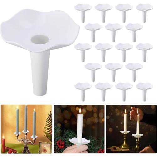 EBaokuup Reusable Candle Drip Protectors,Detachable Plastic Candle Holders with Wax Catcher,Candle Bobeches for Church Vigil Christmas Eve Wedding Party Tapers Candlesticks