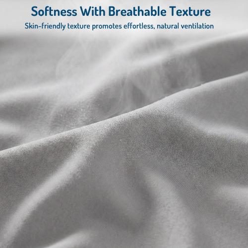 Degrees of Comfort Coolmax® Cooling Bed Sheets Queen Size for Hot Sleepers, Moisture Wicking Sheet Set for Night Sweats, Deep Pocket, Ultra Soft, Cozy for Summer, Light Grey 4 Pieces