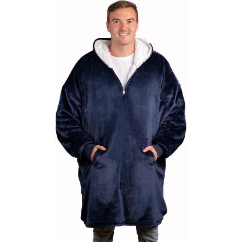 Size/XLL trekki Oversized Hoodie Blanket Sweatshirt, Wearable Blanket Hoodie Men Women with Zip, Comfy Fleece Hooded Blanket Adult