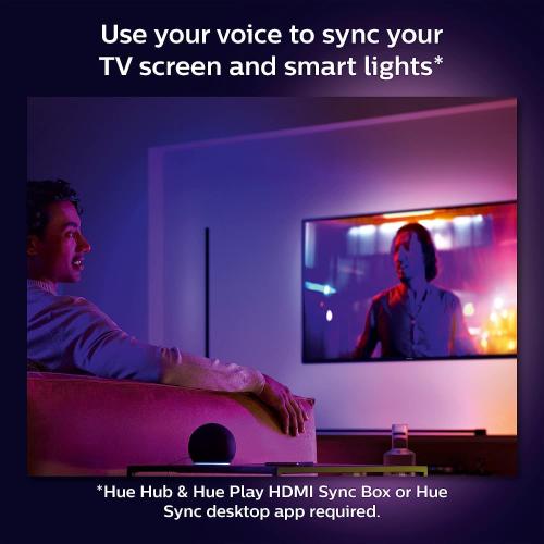 Philips Hue Large Smart Light Tube, Black - White and Color Ambiance LED Color-Changing Light - 1 Pack - Sync with TV, Music, and Gaming - Requires Bridge and Sync Box - Control with App or Voice