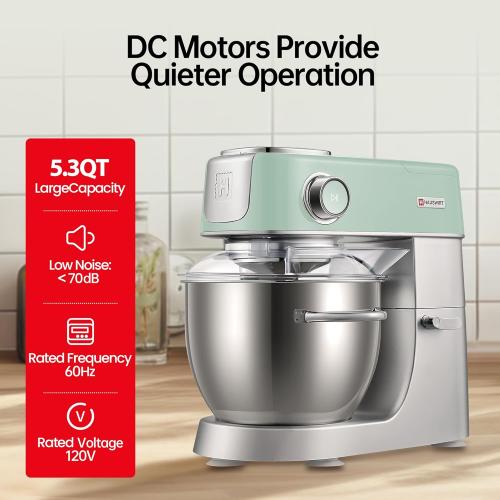 Hauswirt Stand Mixer 5.3QT XL Large, 4.5 LED Touch Screen Electric Household Stand Up Mixer, Standing Mixer 11-Speed, Dough Cake Bread Mixer – Lake Green