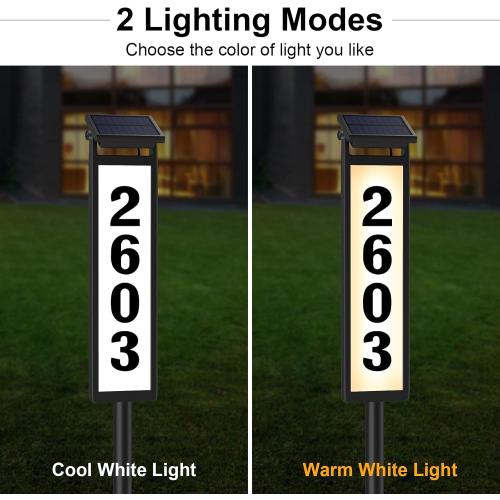 Solar Lighted Illuminated Address Sign, House Numbers for Outside Yard Home