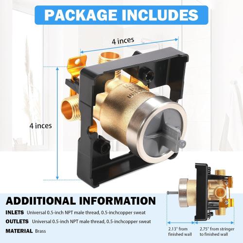 R10000-UNBXHF MultiChoice High Flow Shower Rough-In Valve Body, 1/2-Inch