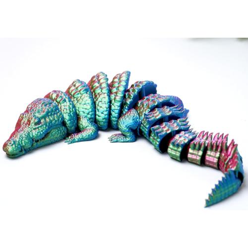 3D Printed Crocodile Model,Flexible Realistic Articulated Toys,Mystery Figurines Gifts for Easter,Executive Desk Funny Décor and Festival Collectible,Easter Basket Stuffers (RGB)