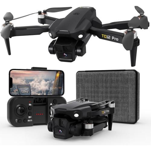 TD12Pro Drone with 1080P HD Camera, Brushless Motor, Optical Flow Positioning, Level 3 Wind Resistance, 3 Speed Modes, Drones for Adults Beginners, Outdoor Photography Foldable RC Quadcopter