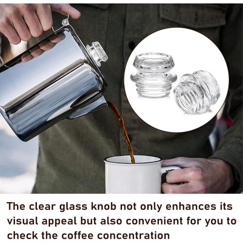JUXYES 4 Pack Coffee Percolator Glass Top Replacement Part - Fits 2.7-3cm Opening, Clear Replacement Glass Knob for Coffee Pot, Transparent Topper for Filter Percolator