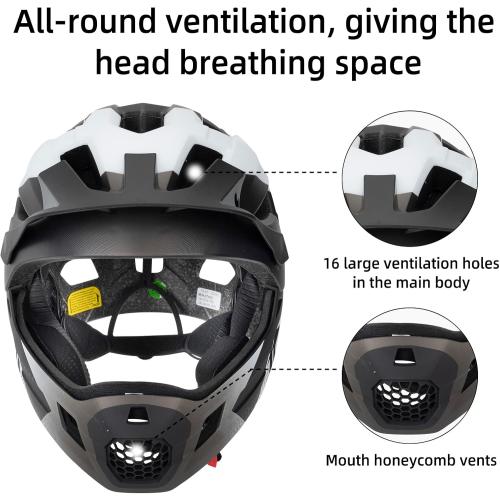 ROCKBROS Kids Full Face Helmet Kids Bike Helmets Lightweight Toddler Mountain Bike Helmet Detachable for MTB BMX Skating Cycling Scooter Safety Bicycle Helmets for Youth Child Boys Girls Ages 3-16
