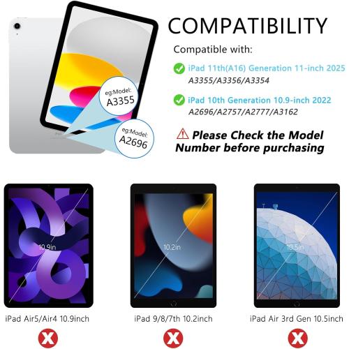 TopPerfekt for Bluetooth Keyboard iPad 10th Gen 10.9 inch (2022) case iPad (A16) 11th/ 10th Gen Case 11'' (2025) with 7-Color Backlights, Pencil Holder, Detachable, Rechargeable - Cow Beige