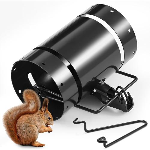 Qualirey Tube Squirrel Trap Rust Resistant Trap 4.5'' in Diameter with a Setting Tongs for Backyards Patios Gardens, Safe and Effective Pest Control Commercial and Residential Use(1 Pcs,7.5 Inch)