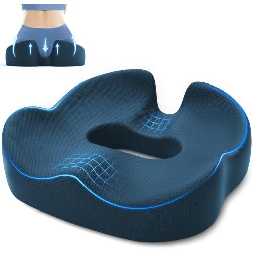 SweetSlubr Large Donut Pillow Seat Cushion for Hemorrhoid Discomfort&Tailbone Pressure, Office Chair Cushion for Long Sitting, Ergonomic Coccyx Pillow for Postpartum Pregnancy, Blue, X-Large