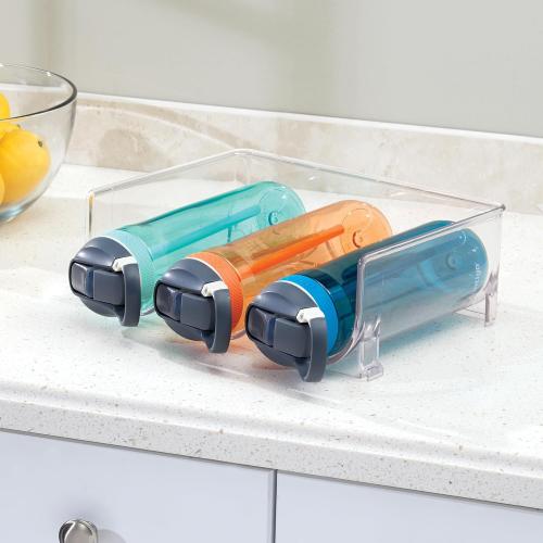 Set of 4 iDesign Stackable 3-Section Bottle Holder for Water, Soda, or Wine Bottles - Clear - Made in USA