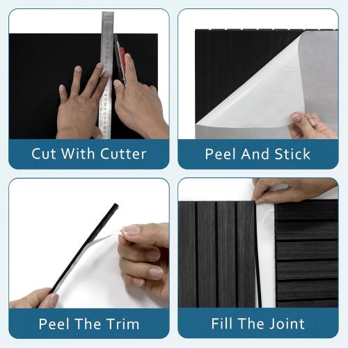 4-Piece Wood Slat Wall Panel for Interior Wall Decor Noise Cancelling 47.2 x 23.6 Peel and Stick Acoustic Decorative 3D Sound Absorbing Wall Paneling, Natural Oak