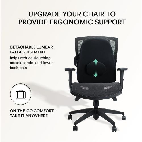 ObusForme Lowback Backrest Support – Lower Back Padded Seat Cushion and Lumbar Support Pillow, Portable Posture Support with Soft and Durable Foam