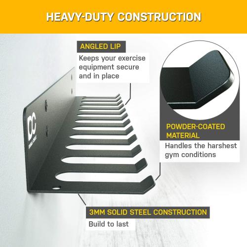 Size 12 hooks Color Black Double Circle Gym Storage Rack with 12 Hooks, Multi Purpose Gym Equipment Wall Rack Hanger for Pro Home Gym Storage for Exercise Bands, Barbell Bars, Jumprope (Hardware Included)