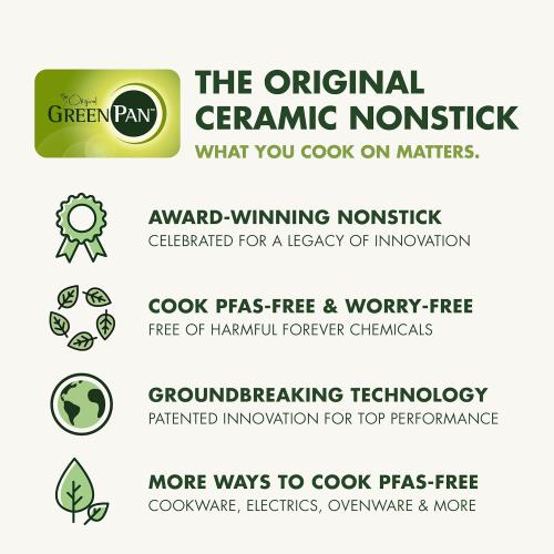 GreenPan Nonstick Reserve Pro 8, 10 & 12” Frying Pan Set, NSF Certified Ceramic, Hard Anodized PFAS-Free Skillets, Stainless Steel Handles, Oven & Dishwasher Safe, Black