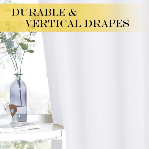 NICETOWN White Bedroom Curtain 72 inches Long - (50% Blackout) Grommet Sound Reducing Window Treatment Sound Reducing Privacy Thermal Drape Light Blocking for Living Room (1 Panel, W52 x L72)