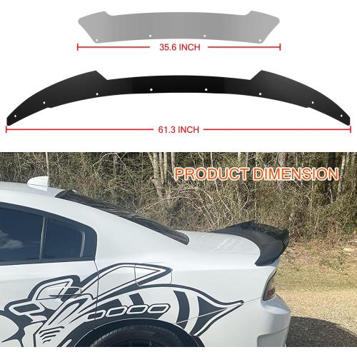 Bonbo Venom V2 Rear Wickerbill Spoiler for Dodge Charger 2015-2024 SRT ScatPack Hellcat, Add-on Type 2-Piece Rear Wicker Bill Spoiler with RivNut Tool (Gloss Black)