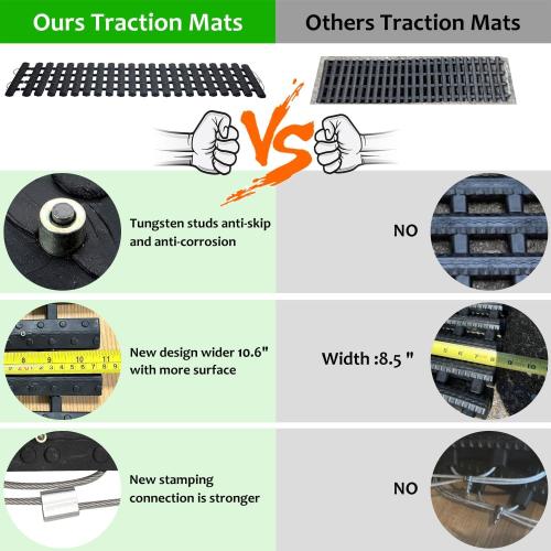 BASHIK Portable Recovery Traction Mat Tracks for Car/Truck in Mud, Snow, Ice，Sand Emergency Strong Grasping Strength Gloves and 1 Bag Attached（2 Pcs 47.5“ X 10.6”）