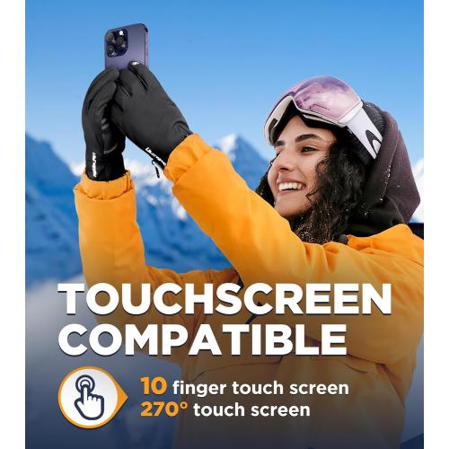 -10℉ Waterproof Winter Gloves Men, Touchscreen Fingers Snow Ski Gloves Women, 5-Layer Touch Screen Cold Weather Gloves