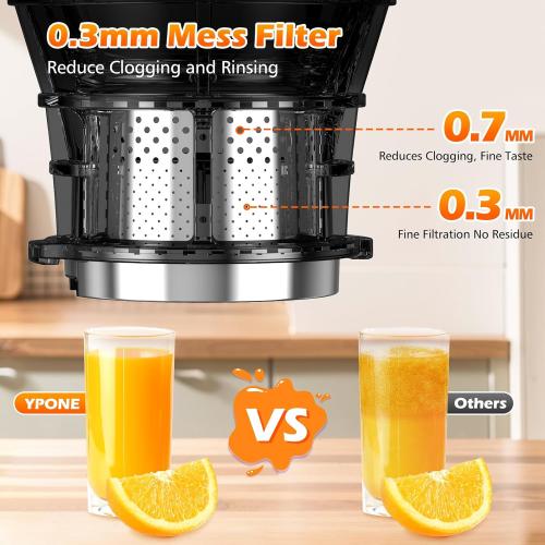 Juicer Machines with 5.8 Large Feed Chute, 400W Cold Press Juicer for Whole Vegetables and Fruits, Slow Masticating juicer Easy to Clean Juice Extractor Machine High Juice Yield(Titanium Gray)