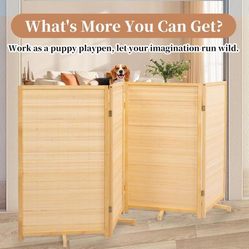 Room Divider Folding Privacy Screens,Hand-Made Natural Bamboo Room Dividers | Freestanding & 2-in-1 Function, Effortless Setup, 4 Panel Wall Divider(67''Hx70.8''W),Portable Room Partitions and Separators
