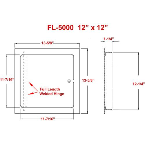 Premier 5000 Series Commercial Grade Steel Access Door, 12 x 12 Flush Universal Mount, White (Screwdriver Latch)