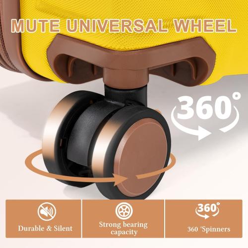 Rosamo 5 piece Luggage Set Expandable Suitcase 22x14x9 Airline Approved Carry on, ABS Hard Case Suitcases with Spinner Wheels, TSA Lock (Yellow)