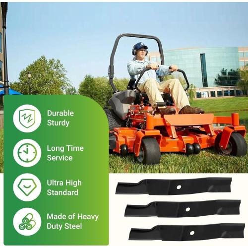 GJK 92-048 Replacement Heavy Duty Blades for 54 Kubota K5617-97530, K5617-97590 Series, 54 Inch Mower Blades, 3 Pack