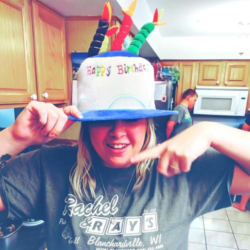 Novelty Place Blue Plush Happy Birthday Cake Hat - Unisex Adult Size Fancy Dress Party Hats - Perfect as Party Favors, Costume Accessories - Cake & 5 Multicolor Candles