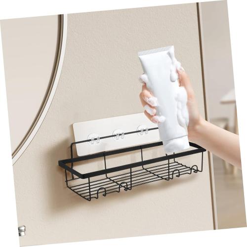 LIFKOME 3pcs Wall Mount Shower Organizer Shelf with Hooks Punch Bathroom Storage Rack for Toiletries Heavy-Duty Construction Easy Installation Suitable for Shower Room and Kitchen