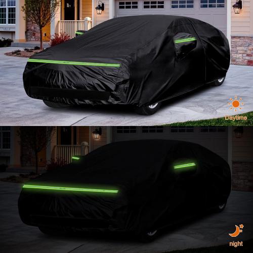 Color Black Waterproof Car Cover Replace for 2015-2025 Tesla Model X, All Weather Model X Covers with Zipper Door, Ventilated Mesh & Charging Port for Snow Rain Dust Hail Protection