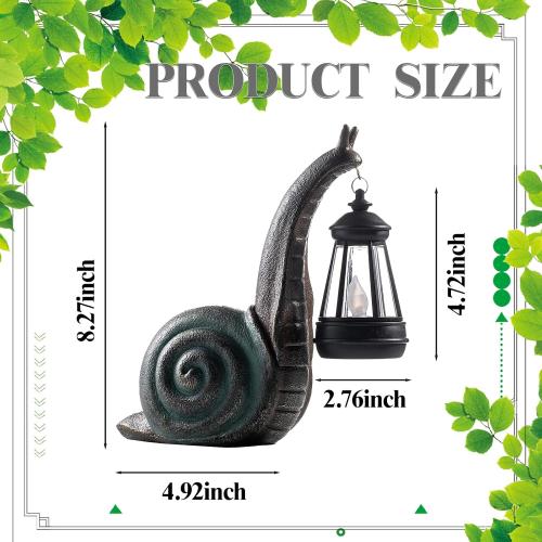 Solar Snail Garden Lights Outdoor Decor (3.15 W x 4.92 L x 8.27 H), Solar Powered Figurine for Patio Lawn Yard Porch, Indoor Decoration, Unique Gift for Mom Grandma Women