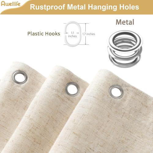 Awellife Extra Long Shower Curtain 84 Inch Length Beige Linen Blend Fabric Shower Curtain for Bathroom, Extra Long 72 W x 84 L