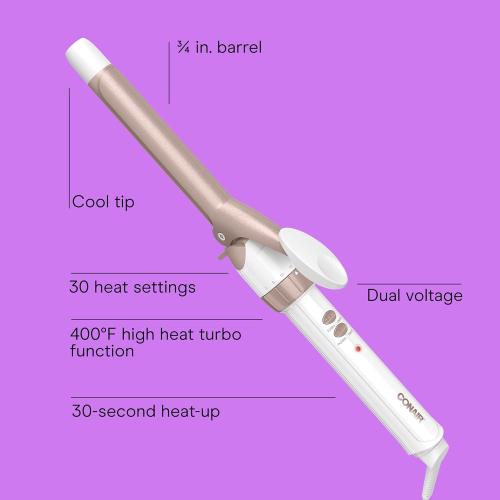 Conair Double Ceramic 3/4-Inch Curling Iron, ¾-Inch Barrel Creates Tight Curls, Hair Curler for Use on Short, Medium, and Long Hair, White