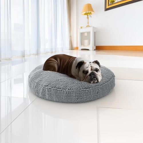 Muddy Mat® Cloud K-9 Dog Beds for Large Dogs & Cats, Soft & Relaxing Round Dog Bed, Chenille Material, Removable Cover, Washable & Dryer Safe – Grey Large (40x40)